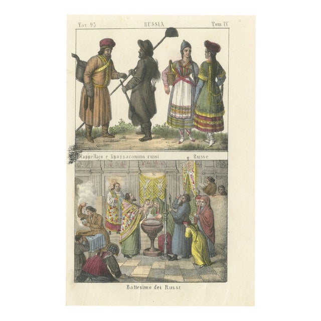 Russian Hatter and Chimney Sweep, 1842, Paper For Sale