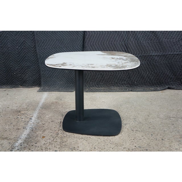 Metal Late 20th Century Lerin Ceramic Faux Marble Modern Contemporary End Table 26" For Sale - Image 7 of 15