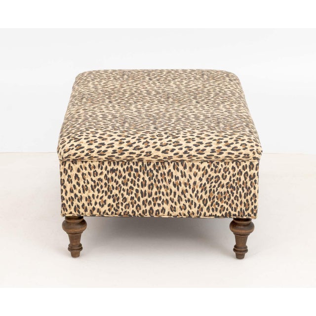 Brown George Smith Style Leopard Print Ottoman For Sale - Image 8 of 8