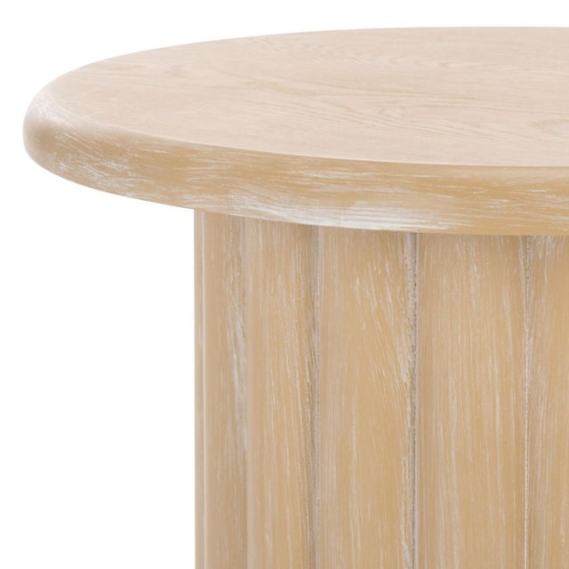 Spritely Home Monka Round End Table in Bleached White For Sale - Image 4 of 7