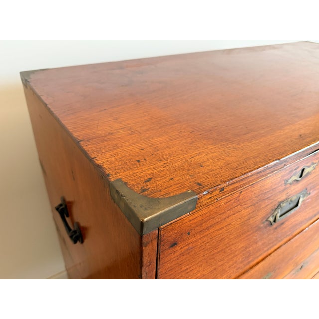 Antique 19th Century Anglo-Indian Two-Part Campaign Chest of Drawers W/ Brass Hardware For Sale - Image 11 of 18