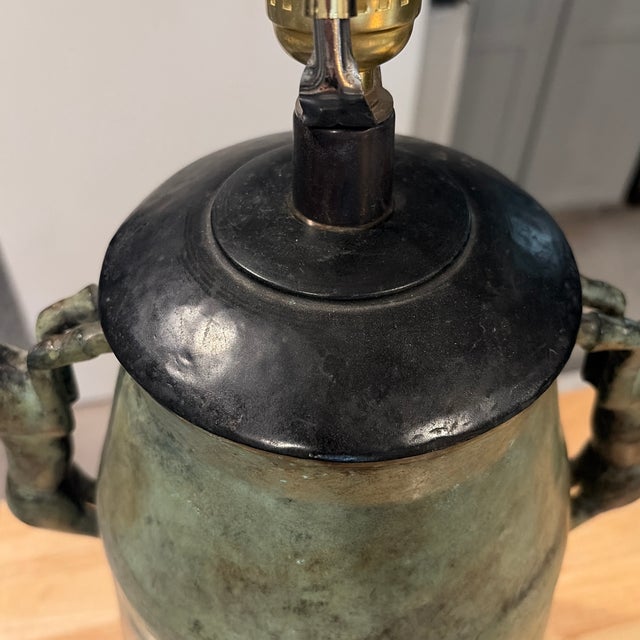 Rustic European Vintage Stag Archaistic Bronze Lamp For Sale - Image 3 of 7