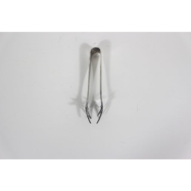 Late 20th Century Vintage Silver Bird Claw Sugar or Ice Tongs Bar Cart Styling For Sale - Image 5 of 12
