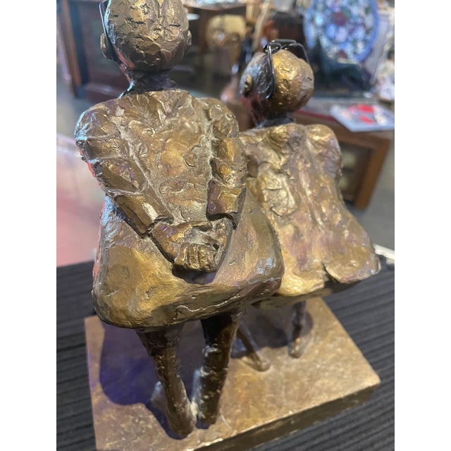 Metal 1980s “Appreciating Art “ by Patrick McGowan Original Solid Bronze Sculpture Numbered 14/200, Signed For Sale - Image 7 of 9