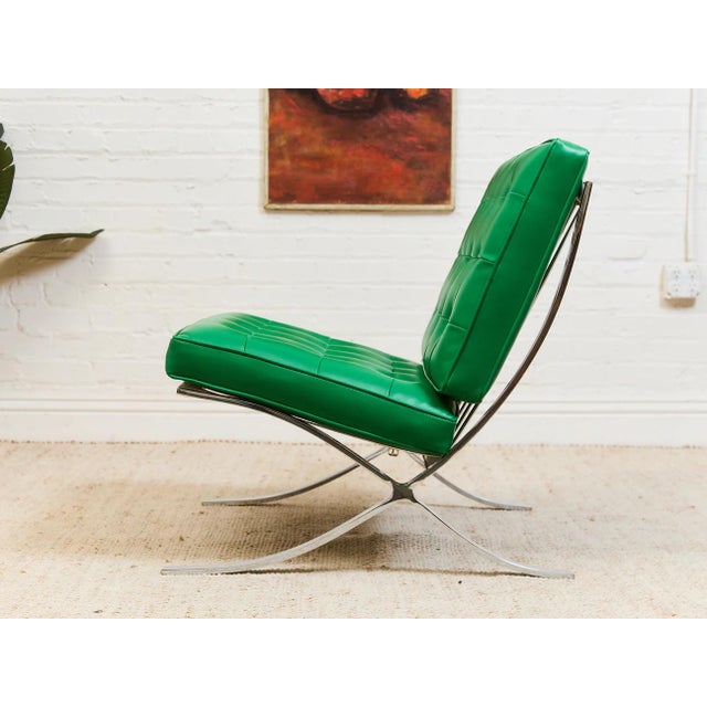 Mid 20th Century Styled After Kelly Green Barcelona Style Chair For Sale - Image 9 of 12