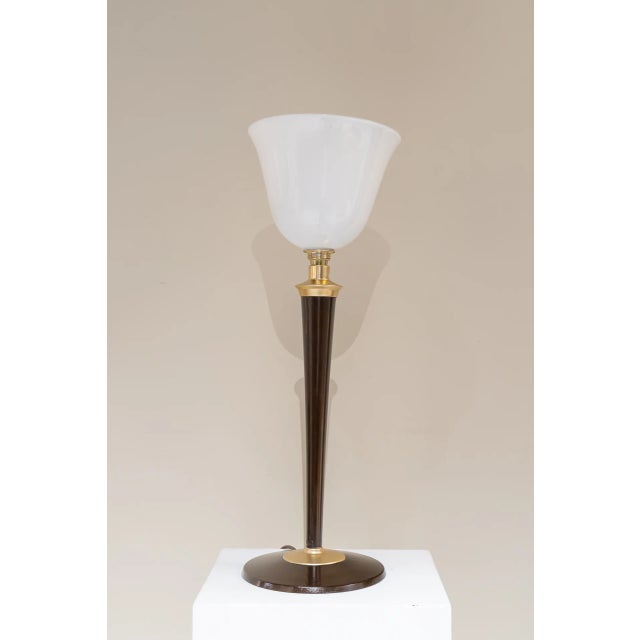 Brown Art Deco French Dessert Lamp, Mazda, 1940s For Sale - Image 8 of 9