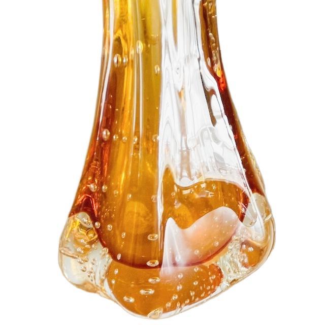 Vintage Amber Bullicante Murano Glass Vase attributed to Archimede Seguso, 1970s For Sale - Image 4 of 9