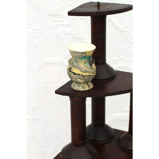 Large Folk Art Spool Corner Shelf From the 1930s For Sale - Image 6 of 8