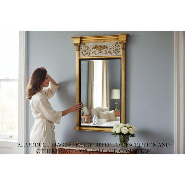 Large 19th Century Antique Overmantel Wall Pier Mirror – Fine Quality Gilt & White Statement Mirror Create a striking...