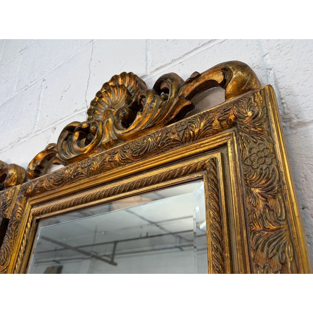 French French-Style Mirrored Three-Panel Gilded Folding Screen For Sale - Image 3 of 7