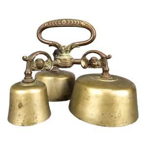 Antique German Gothic Revival Bronze Church Altar Sacristy Bell With Cherubs