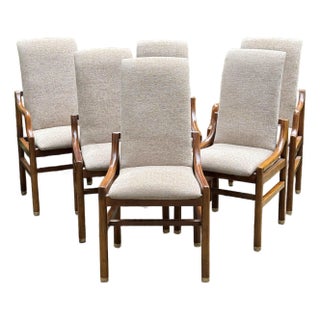 Vintage Henredon Campaign Style Mid Century Oak Dining Chairs - Set of 6 For Sale