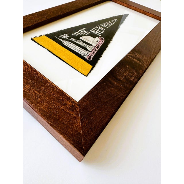 Mid-Century Modern New York, New York City Small Framed Vintage 1950 to 1960's Cloth Pennant For Sale - Image 3 of 3