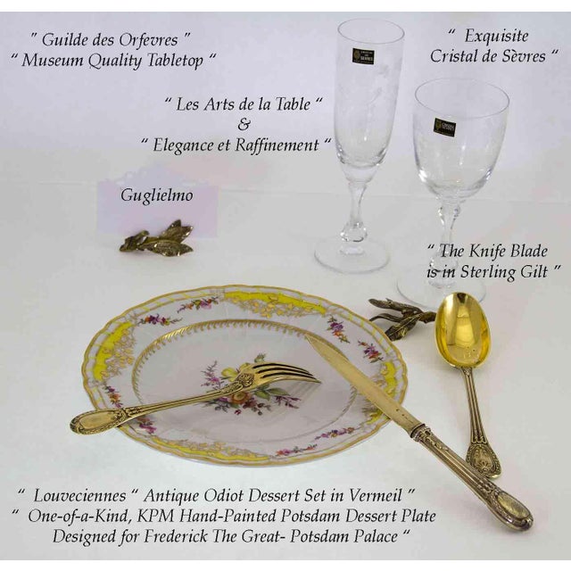 Gold Late 19th Century Sterling Silver Gilt Louveciennes Pattern by Odiot 3-Piece Dessert Flatware Set For Sale - Image 8 of 18