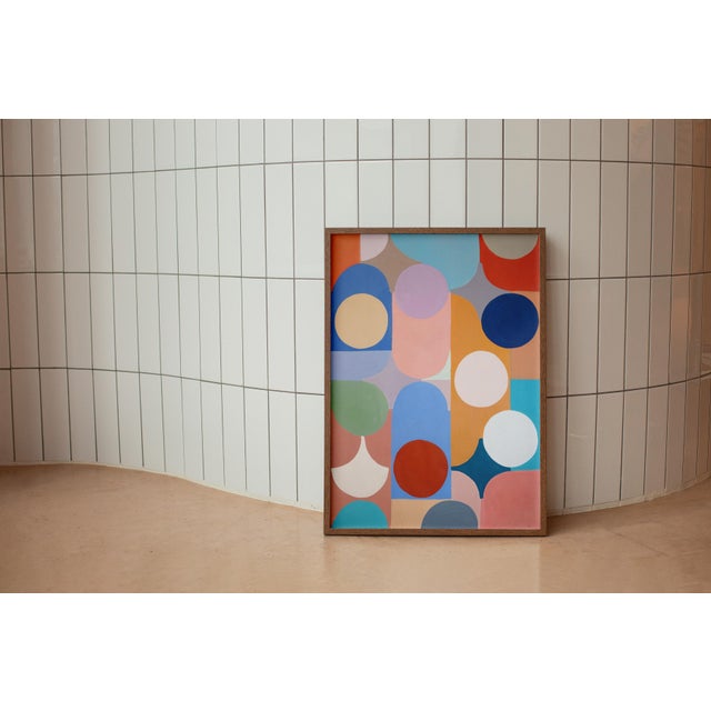 Art Deco 2026, Geometric Shapes Painting, Art Deco Diagramas, Acrylic Paint on Watercolor Paper, Vivid Tones by Natalia Roman For Sale - Image 3 of 8