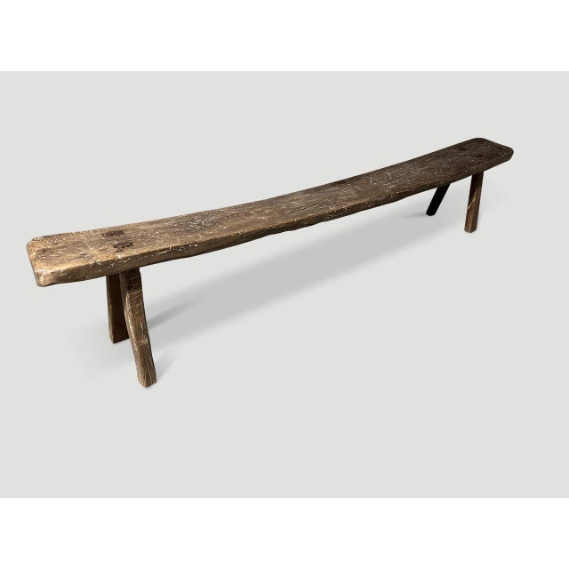 Contemporary Andrianna Shamaris Wabi Sabi Long Teak Wood Bench For Sale - Image 3 of 5