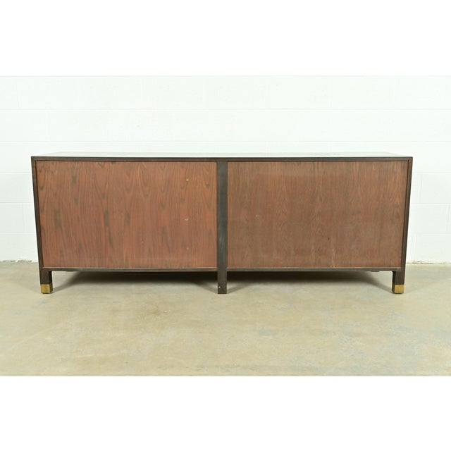 Michael Taylor for Baker Furniture Hollywood Regency Chinoiserie Walnut Sideboard Credenza, Circa 1950s For Sale - Image 10 of 11