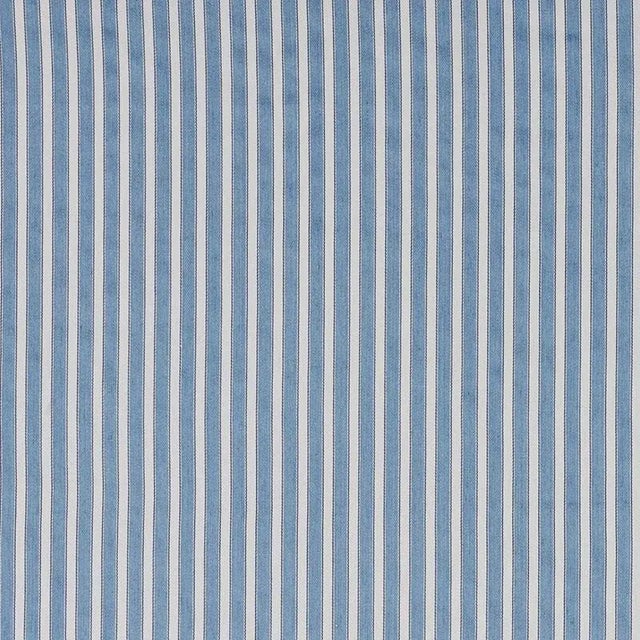 Sample - Schumacher Antique Ticking Stripe Fabric in Bleu For Sale