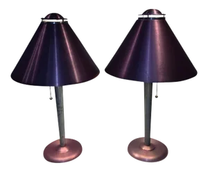Art Moderne Anodized Spun Aluminum Lamps - A Pair