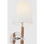 Visual Comfort Thomas O'Brien for Visual Comfort Signature Bryant Large Wrapped Tail Sconce in Polished Nickel and Natural Leather with Linen Shade For Sale - Image 4 of 7
