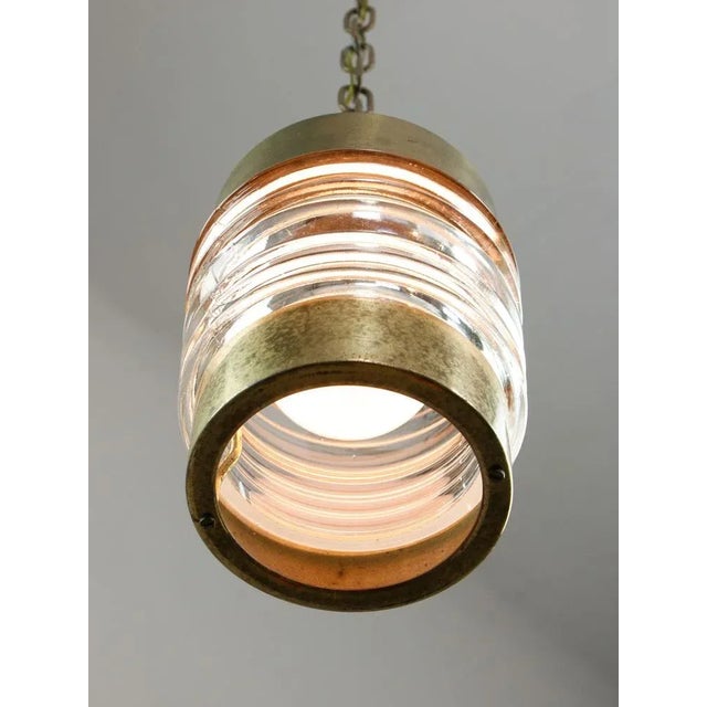 Vintage Italian Brass and Glass Lantern Pendant Lamp, 1960s For Sale - Image 12 of 18