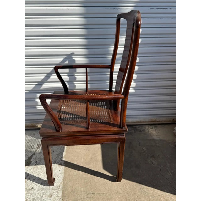 Asian Late 20th Century Set of 6 Henredon Ming Styled Walnut Dining Chairs With Cane Seats For Sale - Image 3 of 5
