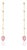 Carved Leaf Pink Sapphire & Diamond Chain Drop Earrings in 14k Yellow Gold- A Pair For Sale