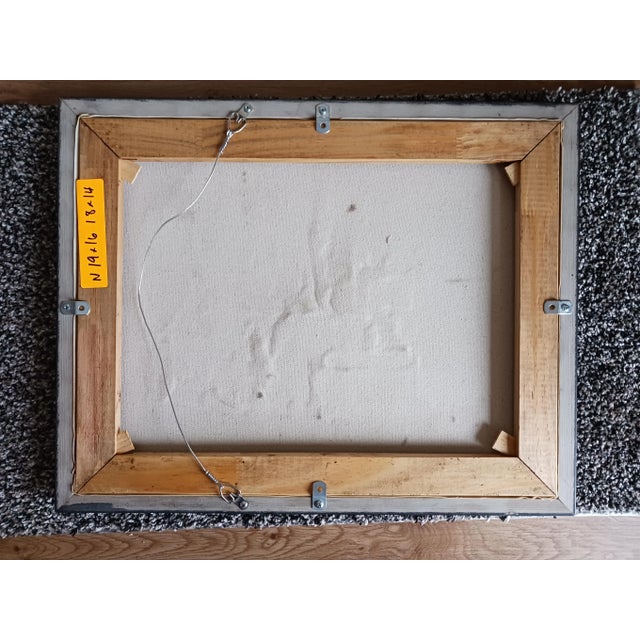 Pair Vintage Color Field Abstract Midcentury Paintings Rose and Blue For Sale - Image 11 of 11