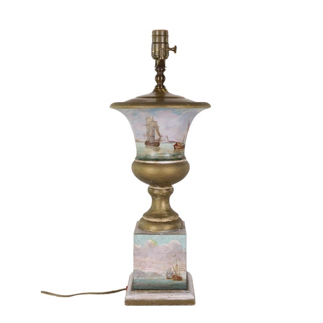 Vintage Florentine-Style Hand-Painted Nautical Table Lamp For Sale - Image 10 of 10