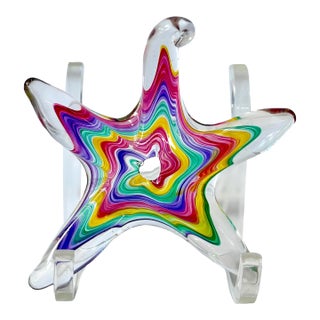 Luke Adams Art Glass Starfish | Multicolor Handblown Ornament, Suncatcher For Sale