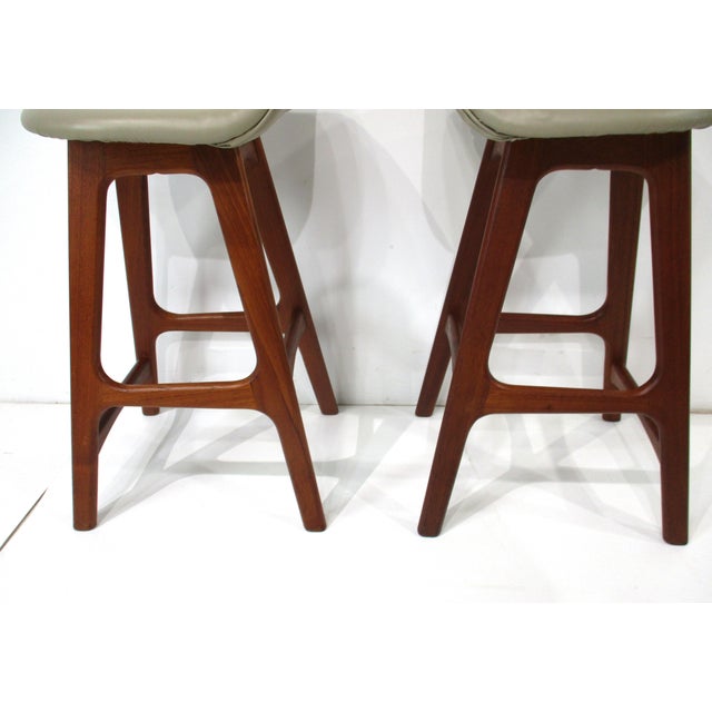 Eric Buck Bar Stools Teak Upholstered for o.d. Mobler Denmark For Sale - Image 10 of 13