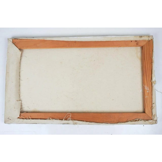 Vintage Mid 20th Century Abstract in Blue Pink White Painting For Sale In Seattle - Image 6 of 6