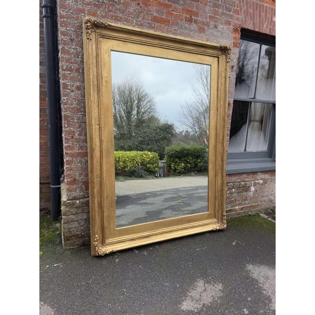 Large Antique Carved Wood and Gesso Gilt Mirror, 19th Century For Sale - Image 3 of 3