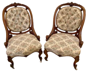 Set of Antique Victorian Carved Walnut Chairs