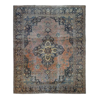 Antique Mohtasham Kashan Rug 7'7'' X 9'5'' For Sale