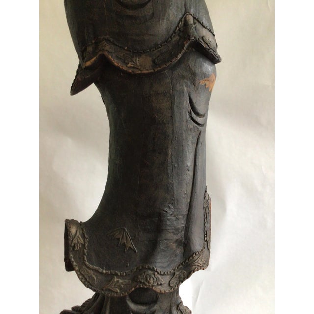 1920s Carved Wood Guanyin Statue For Sale - Image 12 of 12