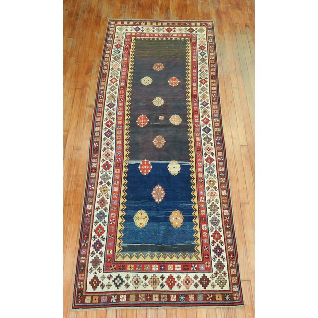 Eclectic 20th Century Talish Brown Navy Persian Wool Runner For Sale In New York - Image 6 of 6