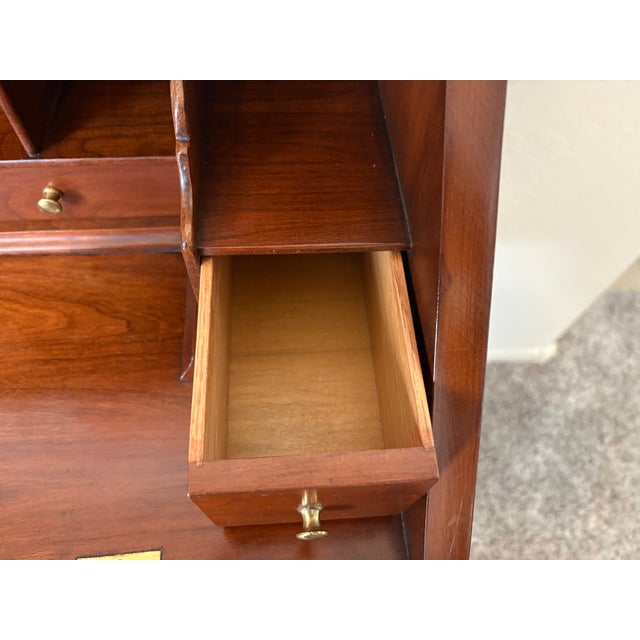 Wood 1960s Henkel Harris Wild Cherry Lady Astor Writing Desk For Sale - Image 7 of 17