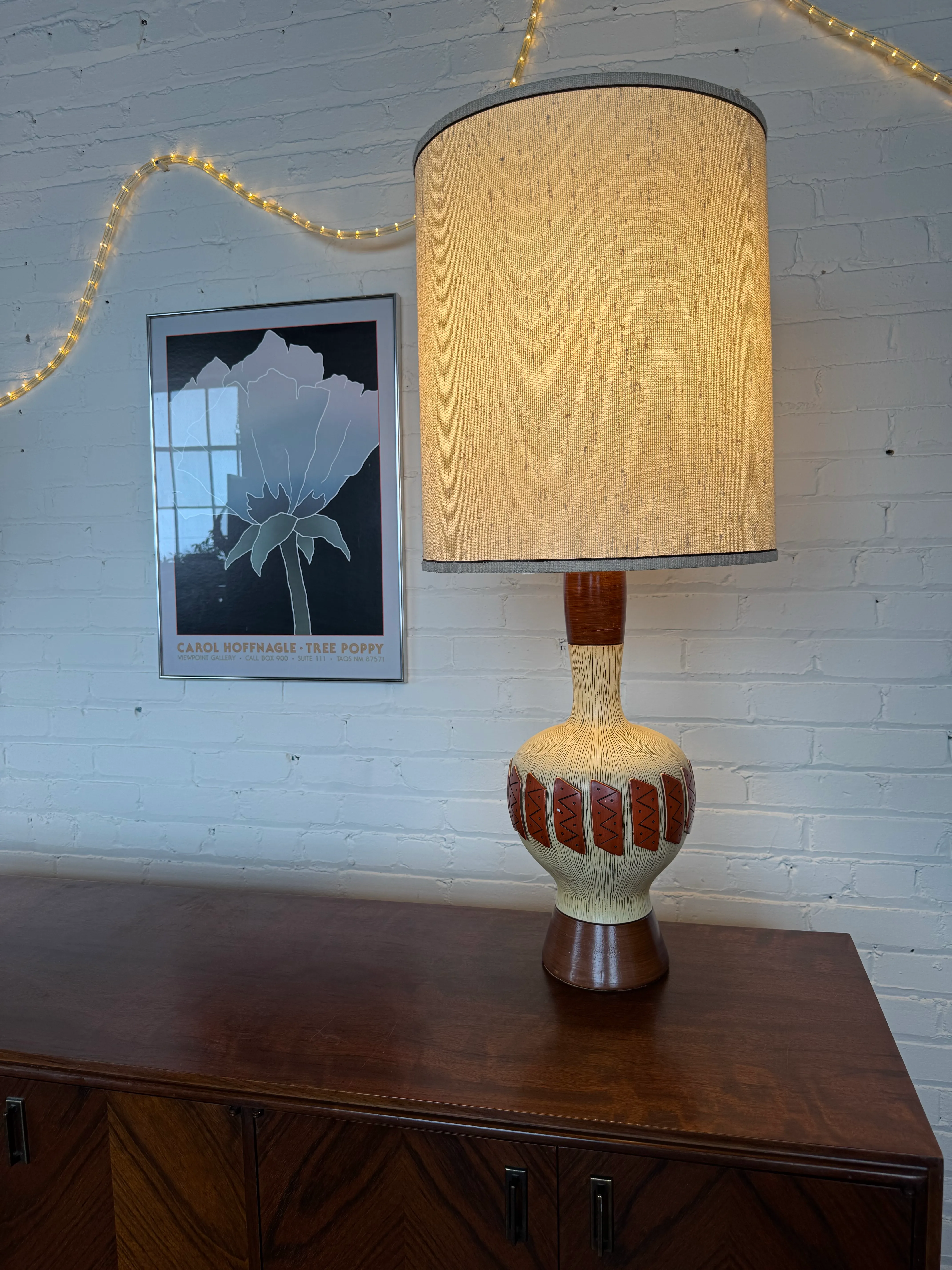 90s vintage lamp ミッドセンチュリー ヴィンテージ Vintage 1959 Fortune Lamp Co. Mid Century Ceramic & Wood Lamp