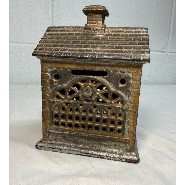 Antique 1910 Ac Williams Cast Iron Double Door Savings Bank Building Still Bank For Sale In New York - Image 6 of 8