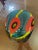 Allain Guillot French Studio Art Glass Vase, Turquoise Foil With Red Murrine and Yellow Bands, Signed m.06-50 For Sale In Houston - Image 6 of 11
