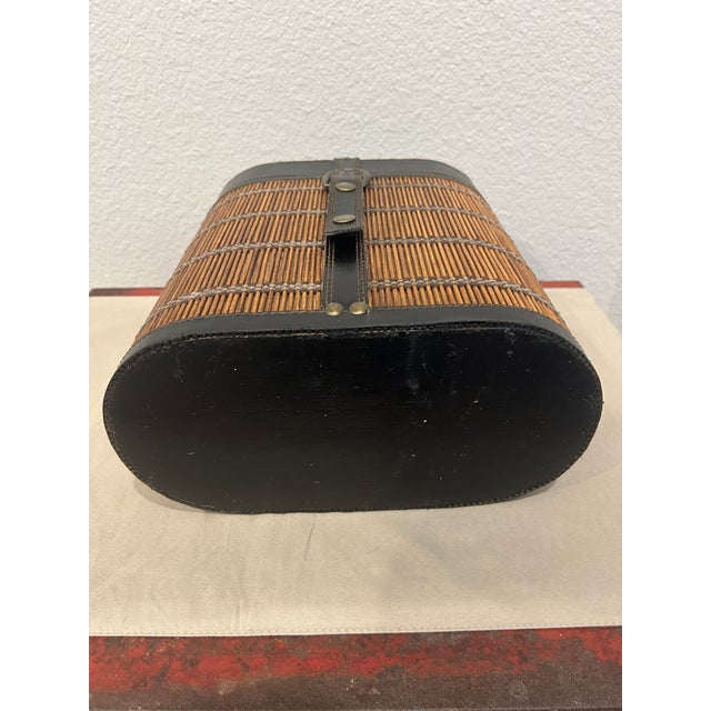Vintage Reed Bamboo Wine Carrier For Sale - Image 4 of 5