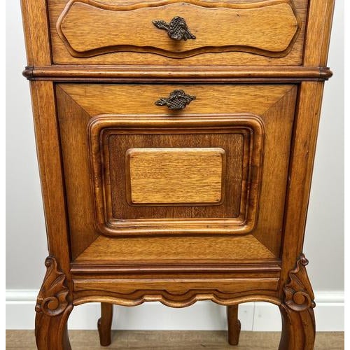 French Bedside Tables in Walnut with Marble Top, Set of 2 For Sale - Image 6 of 18