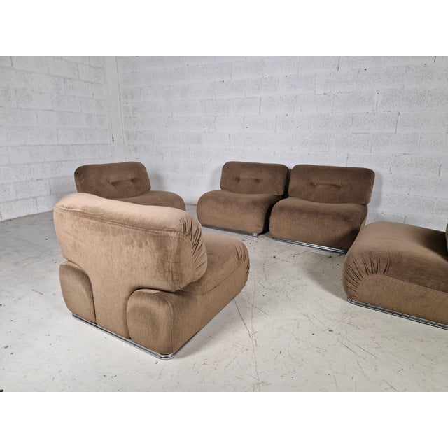 1970s Vintage Italian Lounge Chairs by Euromobili, 1970s, Set of 5 For Sale - Image 5 of 13