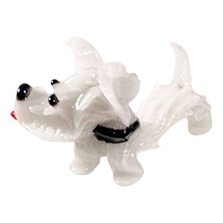 Vintage White Murano Glass Scottish Terrier Dog Figurine from Barovier & Toso, 1930s For Sale