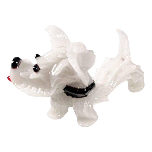 Vintage White Murano Glass Scottish Terrier Dog Figurine from Barovier & Toso, 1930s For Sale