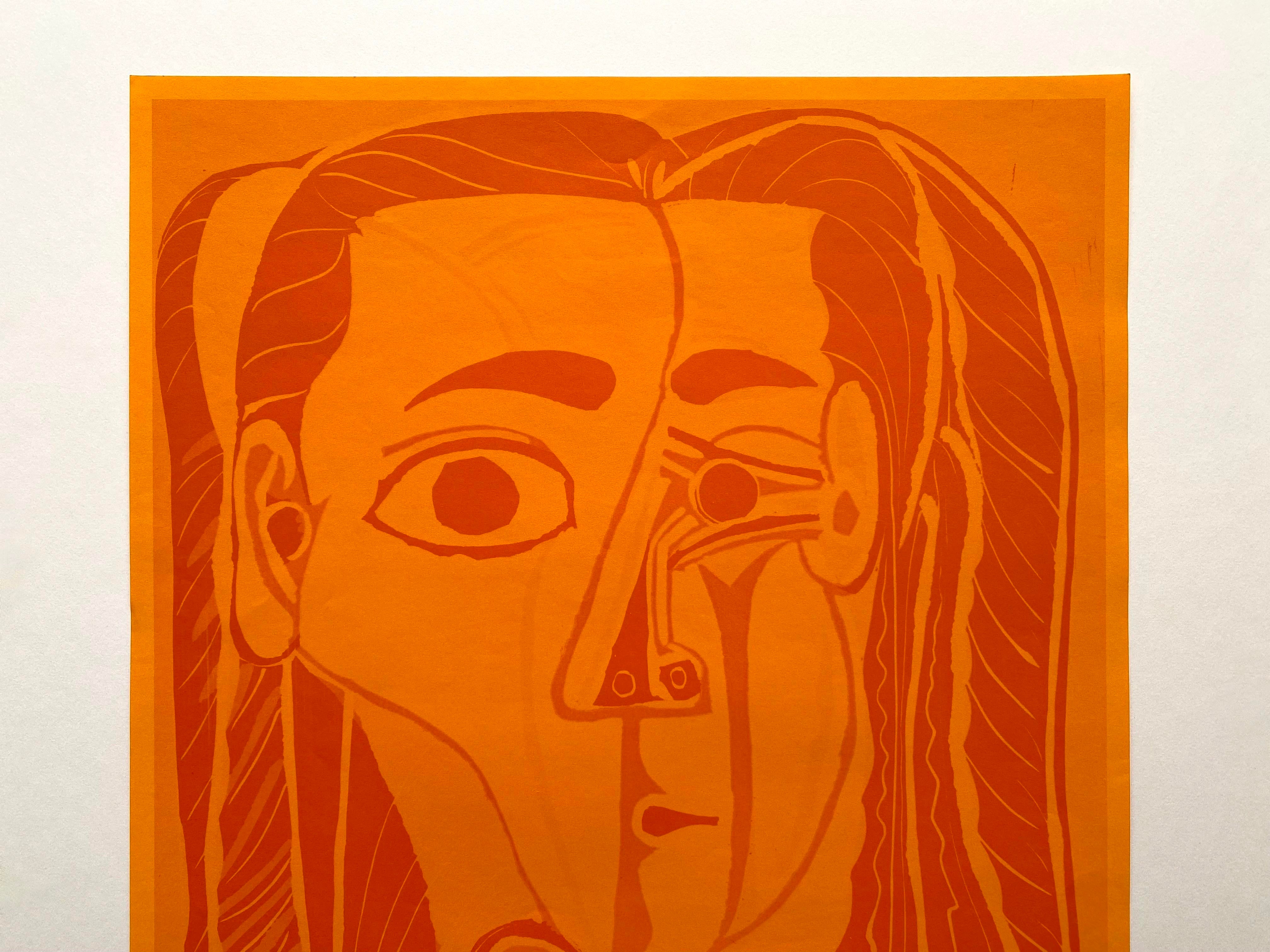 Pablo Picasso Vintage 1970 Mid Century Modernist Lithograph Print