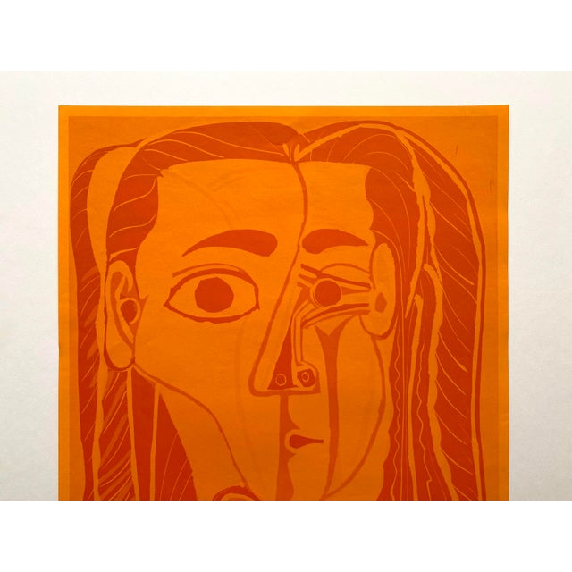 Mid-Century Modern Pablo Picasso Vintage 1970 Mid Century Modernist Lithograph Print Palm Beach Exhibition Poster " Grand Tete De Feme " 1962 For Sale - Image 3 of 11