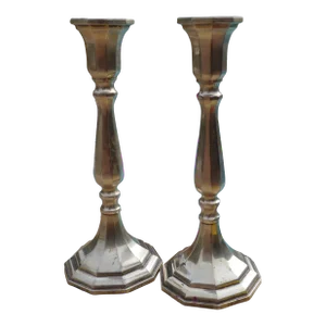 Vintage Italy Sheffield Silver Plated Matching Candleholders - a Pair