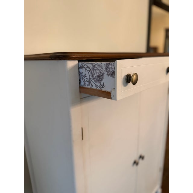 Vintage Refinished Wood Armoire With Fitted Drawers & Hanging Storage For Sale In Baton Rouge - Image 6 of 12